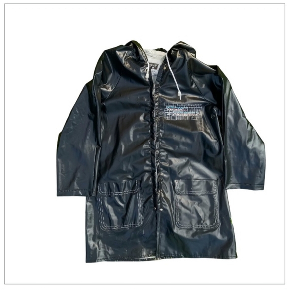 Vintage 1984 Transformers Black Hooded Raincoat Children's Size 7 Soundwave OBO - Picture 2 of 16